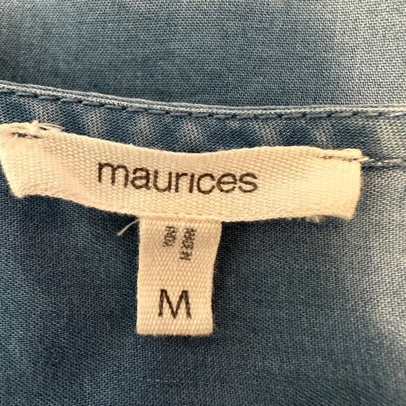 Maurices Womens Lyocell Blend Blue Button-Down V-Neck Top Size M - Picture 5 of 8